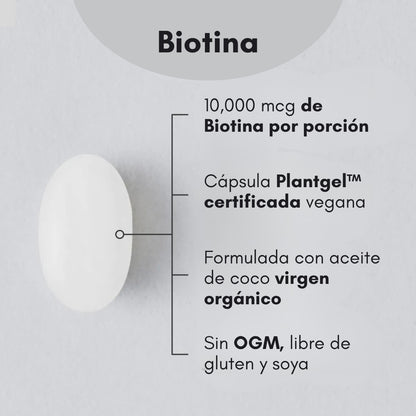 Biotina vegana con aceite de coco organico