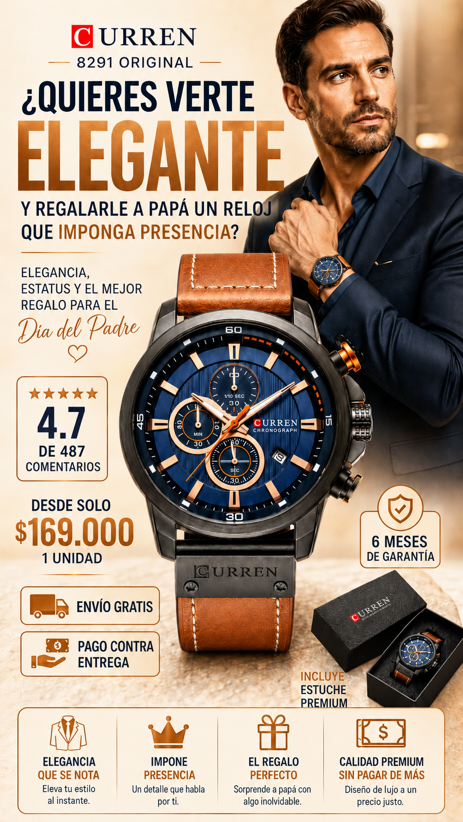 RELOJ CURREN ORIGINAL