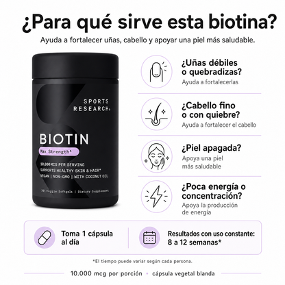 Biotina vegana con aceite de coco organico